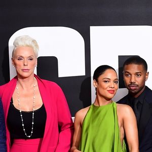 Dolph Lundgren, Brigitte Nielsen, Tessa Thompson, Michael B. Jordan, Steven Caple Jr. et Florian Munteanu à l'avant-première de "Creed II" au BFI Imax Waterloo à Londres, le 28 novembre 2018.