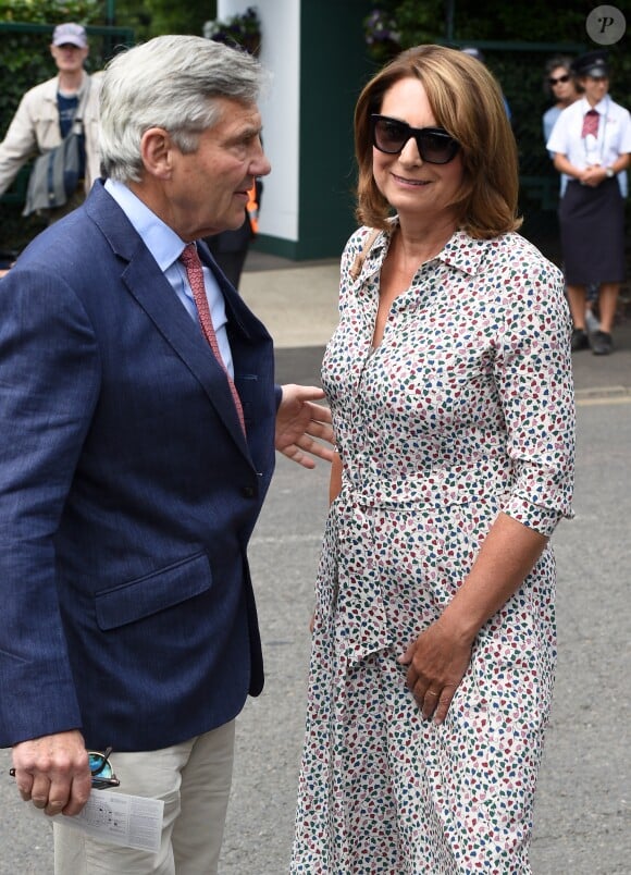 Michael et Carole Middleton - Arrivées au tournoi de tennis de Wimbledon à Londres. Le 11 juillet 2018