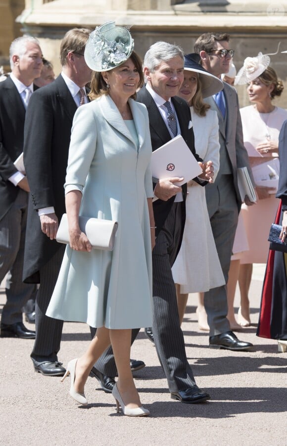 Michael and Carole Middleton - Les invités arrivent à la chapelle St. George pour le mariage du prince Harry et de Meghan Markle au château de Windsor, Royaume Uni, le 19 mai 2018.