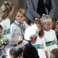 La princesse Charlotte de Cambridge, Savannah Philips, le prince George de Cambridge - Cérémonie de mariage de la princesse Eugenie d'York et Jack Brooksbank en la chapelle Saint-George au château de Windsor le 12 octobre 2018.