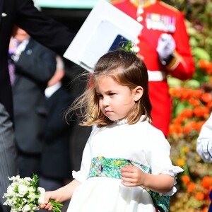 La princesse Charlotte de Cambridge et le prince George de Cambridge - Sorties après la cérémonie de mariage de la princesse Eugenie d'York et Jack Brooksbank en la chapelle Saint-George au château de Windsor le 12 octobre 2018.