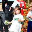 La princesse Charlotte de Cambridge et le prince George de Cambridge - Sorties après la cérémonie de mariage de la princesse Eugenie d'York et Jack Brooksbank en la chapelle Saint-George au château de Windsor le 12 octobre 2018.