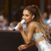 La chanteuse Ariana Grande chante lors de l'émission"Today" au Rockefeller Plaza à New York, le 29 août 2014.