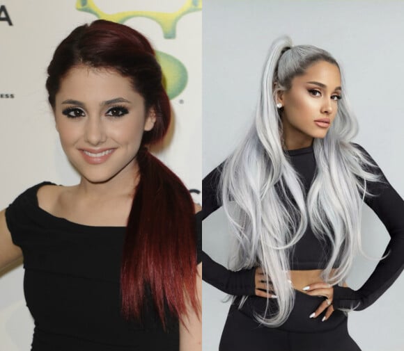 Ariana Grande : à gauche en 2010 et à droite en 2018.