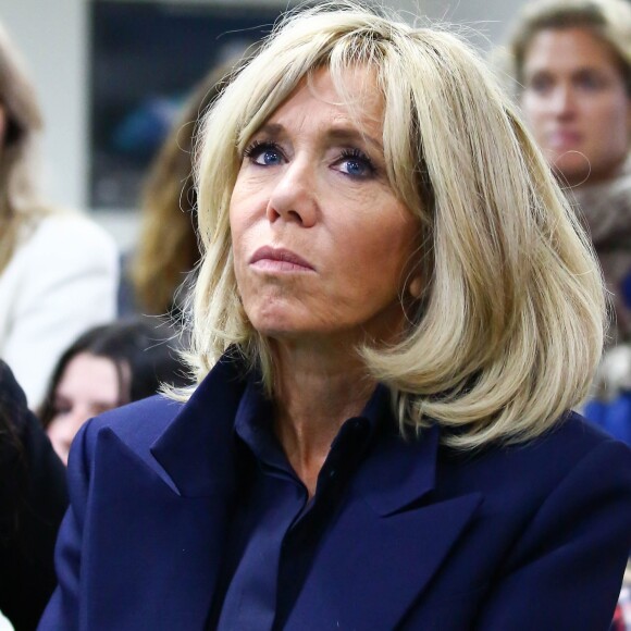 La première dame, Brigitte Macron, Jean-Michel Blanquer, ministre de l'éducation, Marlène Schiappa, secrétaire d'Etat, chargée de l'Egalité des femmes et des hommes se rendent au collège des petits ponts à Clamart, pour évoquer la lutte contre le harcèlement à l'école sous toutes ses formes à Clamart. Le 15 novembre 2018. © Stéphane Lemouton / Bestimage F