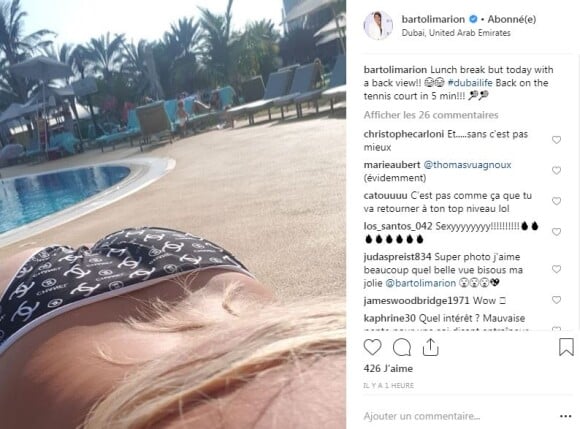 Marion Bartoli pose en bikini à Dubaï. Photo postée sur Instagram le 10 décembre 2018.
 