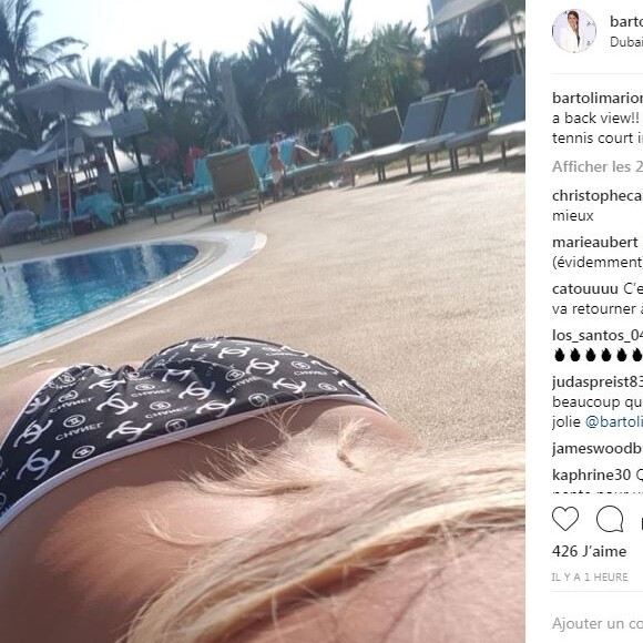 Marion Bartoli pose en bikini à Dubaï. Photo postée sur Instagram le 10 décembre 2018.
 