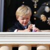 Le prince Jacques et la princesse Gabriella - La famille princière de Monaco au balcon du palais lors de la fête nationale monégasque, à Monaco. Le 19 novembre 2018. © Dominque Jacovides / Bestimage
