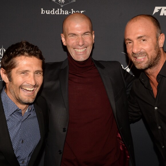 Semi-Exclusif - Bixente Lizarazu, Zinedine Zidane, Christophe Dugarry - A l'occasion des 20 ans de la victoire de l'équipe de France, les bleus 98 se sont rendus à un dîner organisé au Buddha Bar avec tous les joueurs et leur famille le 11 juin 2018. © Rachid Bellak/Bestimage