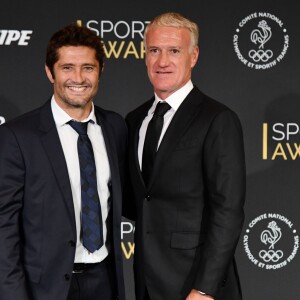 Bixente Lizarazu et Didier Deschamps, sélectionneur et ancien joueur de l'équipe de France de football, durant la soirée des Sportel Awards 2018 au Grimaldi Forum à Monaco le 23 octobre 2018. © Bruno Bebert/Bestimage