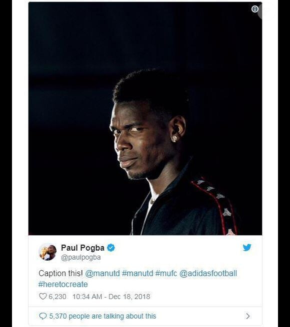 Paul Pogba a publié cette photo sur Twitter après l'annonce du départ de José Mourinho le 18 décembre 2018, avant de la retirer très rapidement.