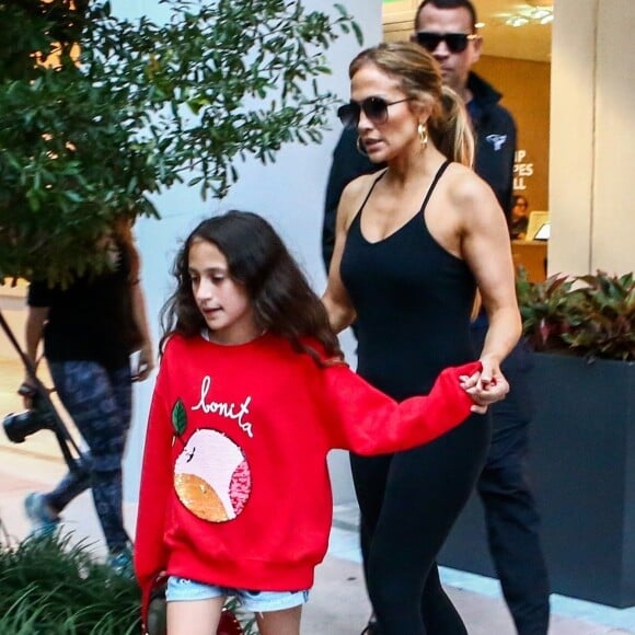 Alex Rodriguez, Jennifer Lopez et sa fille Emme à Miami, le 24 mai 2018