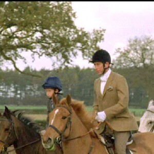 Prince Charles, William et Harry à la chasse à cheval à Beaufort le 21 octobre 1994.