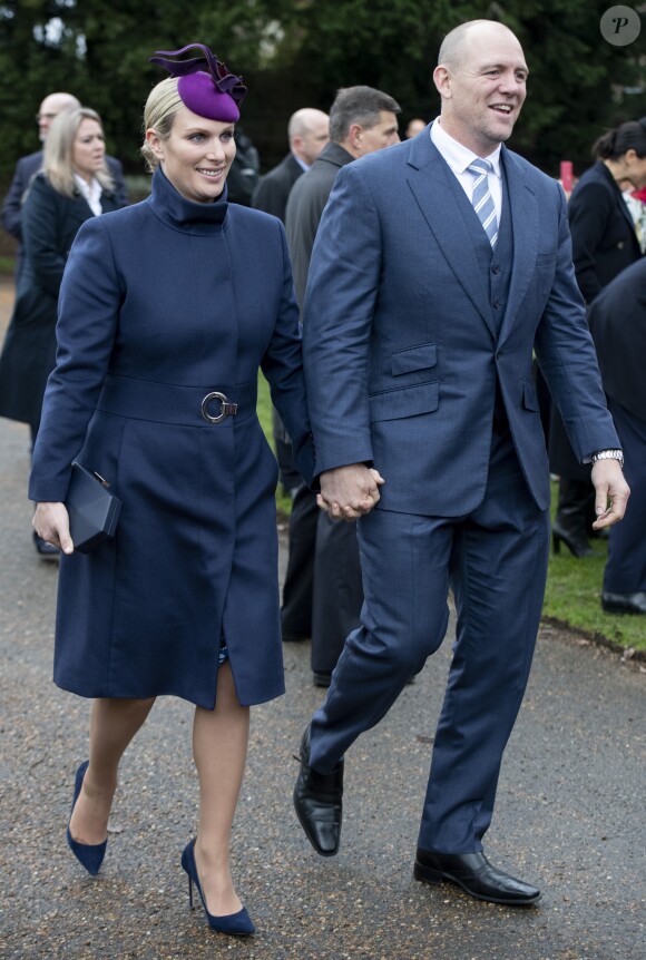 Zara Tindall, Mike Tindall - La famille royale britannique se rend à la messe de Noël à l'église Sainte-Marie-Madeleine à Sandringham, le 25 décembre 2018.