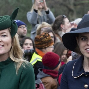 La princesse Béatrice d'York, Autumn Phillips - La famille royale britannique se rend à la messe de Noël à l'église Sainte-Marie-Madeleine à Sandringham, le 25 décembre 2018.