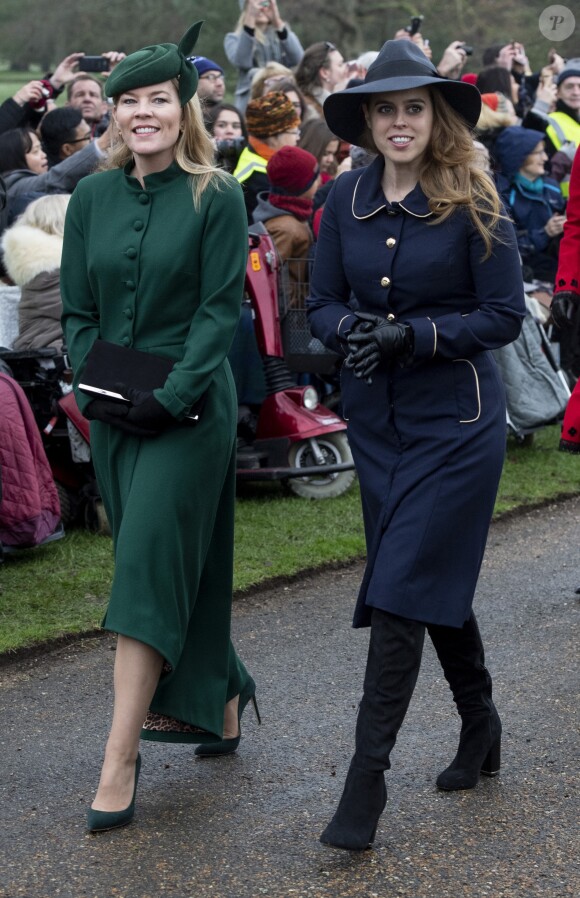 La princesse Béatrice d'York, Autumn Phillips - La famille royale britannique se rend à la messe de Noël à l'église Sainte-Marie-Madeleine à Sandringham, le 25 décembre 2018.
