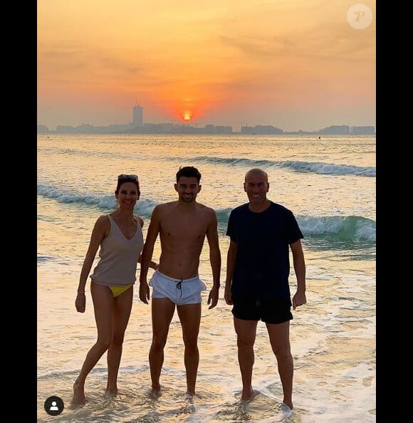 Zinédine Zidane avec sa femme Véronique et leur fils Enzo à Dubaï le 27 décembre 2018.
