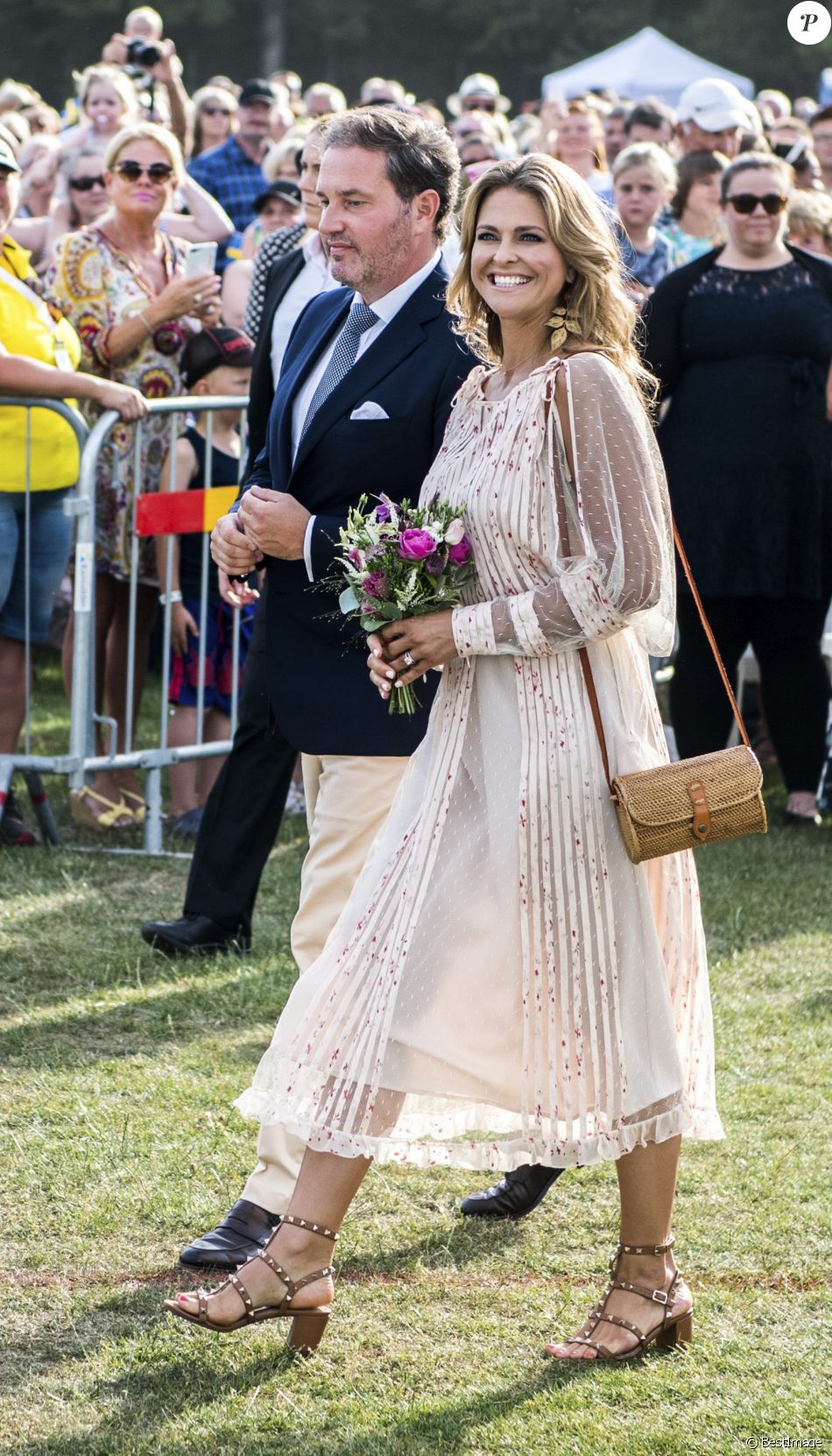La princesse Madeleine de Suède et son mari Christopher O&#039;Neill lors du 41e anniversaire de la princesse Victoria à Borgholm en Suède le 14 juillet 2018.