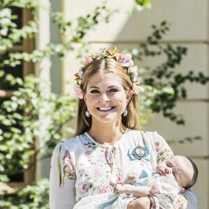 La princesse Madeleine de Suède et son mari Christopher O'Neill lors du baptême de leur fille la princesse Adrienne à Stockholm au palais Drottningholm le 8 juin 2018.