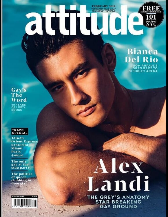 Attitude, avec Alex Landi en couverture. Février 2019