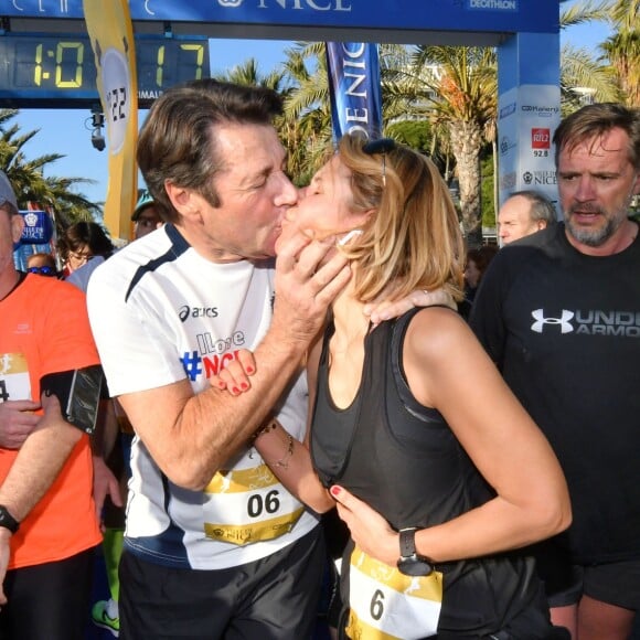 Christian Estrosi, le maire de Nice, et sa femme Laura Tenoudji participent à la 20eme édition de la Prom'Classic, une course à pied de 10kms sur la Promenade des Anglais à Nice le 6 janvier 2019. © Bruno Bebert / Bestimage