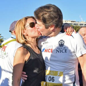 Christian Estrosi, le maire de Nice, et sa femme Laura Tenoudji participent à la 20eme édition de la Prom'Classic, une course à pied de 10kms sur la Promenade des Anglais à Nice le 6 janvier 2019. © Bruno Bebert / Bestimage