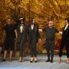 Stefano Gabbana, Naomi Campbell, Monica Bellucci, Domenico Dolce et Marpessa Hennink lors du défilé Dolce&Gabbana pendant la Fashion Week Printemps / Été 2019 homme de Milan, le 16 juin 2018.