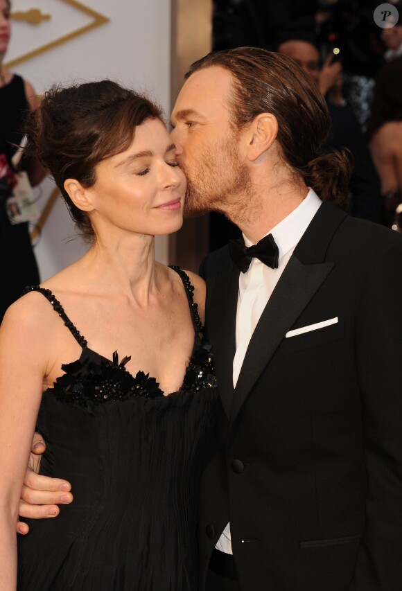 Ewan McGregor et son ex-femme Eve Mavrakis - 86ème cérémonie des Oscars à Hollywood, le 2 mars 2014.
