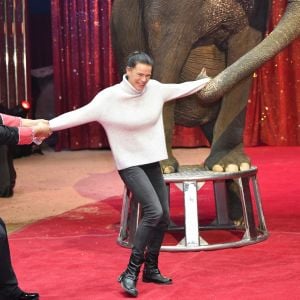 La princesse Stéphanie de Monaco lors de la conférence de presse du Festival International de cirque de Monte-Carlo sous le chapiteau de Fontvieille à Monaco le 15 janvier 2019. Le Festival se déroule du 17 au 27 janvier. © Bruno Bebert / Bestimage