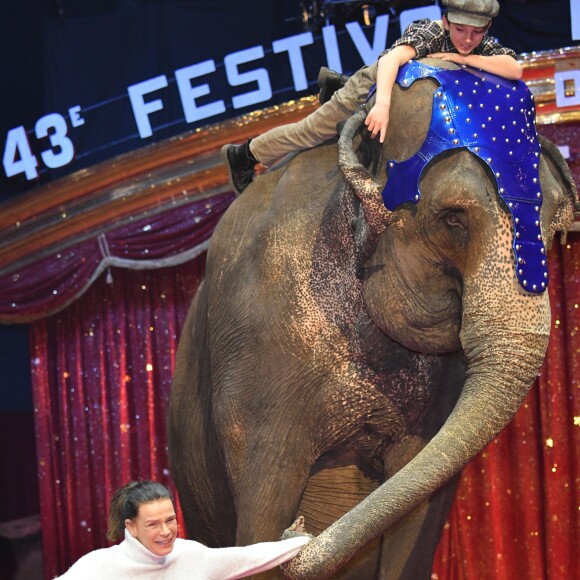 La princesse Stéphanie de Monaco lors de la conférence de presse du Festival International de cirque de Monte-Carlo sous le chapiteau de Fontvieille à Monaco le 15 janvier 2019. Le Festival se déroule du 17 au 27 janvier. © Bruno Bebert / Bestimage