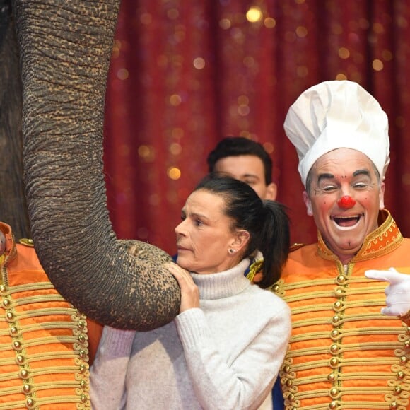 La princesse Stéphanie de Monaco lors de la conférence de presse du Festival International de cirque de Monte-Carlo sous le chapiteau de Fontvieille à Monaco le 15 janvier 2019. Le Festival se déroule du 17 au 27 janvier. © Bruno Bebert / Bestimage