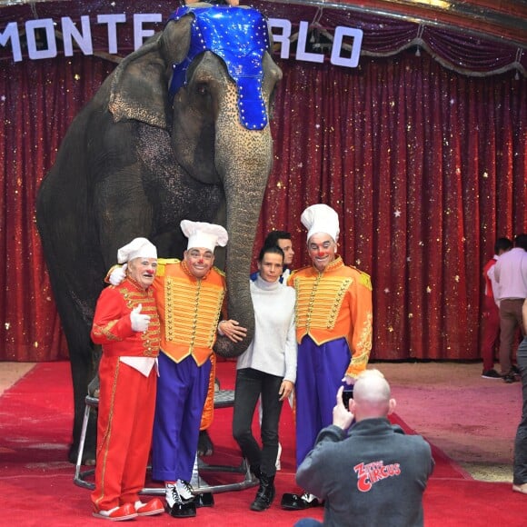 La princesse Stéphanie de Monaco lors de la conférence de presse du Festival International de cirque de Monte-Carlo sous le chapiteau de Fontvieille à Monaco le 15 janvier 2019. Le Festival se déroule du 17 au 27 janvier. © Bruno Bebert / Bestimage