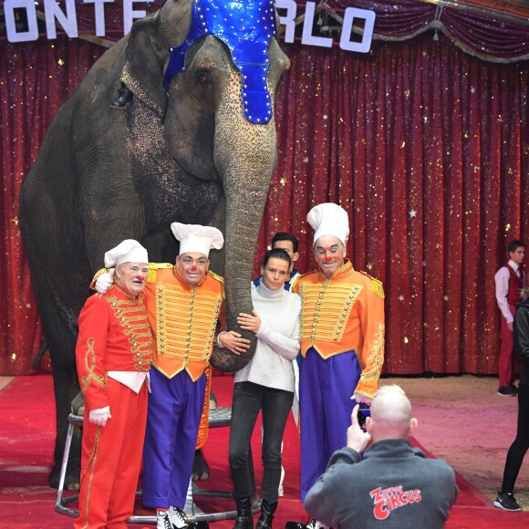 La princesse Stéphanie de Monaco lors de la conférence de presse du Festival International de cirque de Monte-Carlo sous le chapiteau de Fontvieille à Monaco le 15 janvier 2019. Le Festival se déroule du 17 au 27 janvier. © Bruno Bebert / Bestimage
