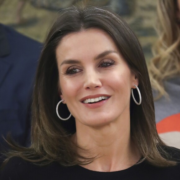 La reine Letizia d'Espagne en audience au palais de la Zarzuela à Madrid le 18 janvier 2019.