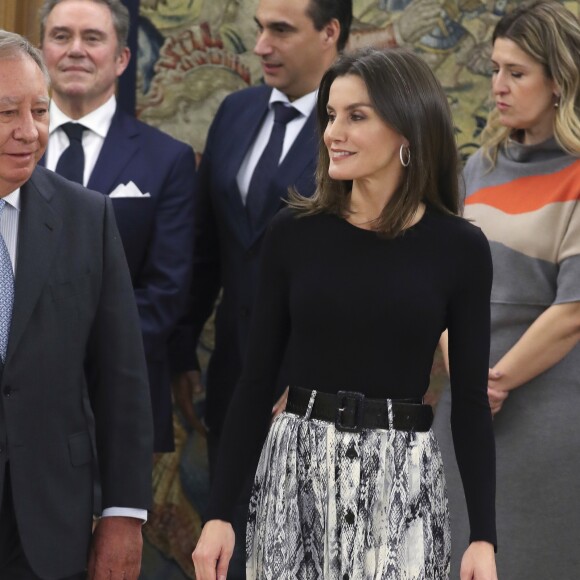 La reine Letizia d'Espagne en audience au palais de la Zarzuela à Madrid le 18 janvier 2019.