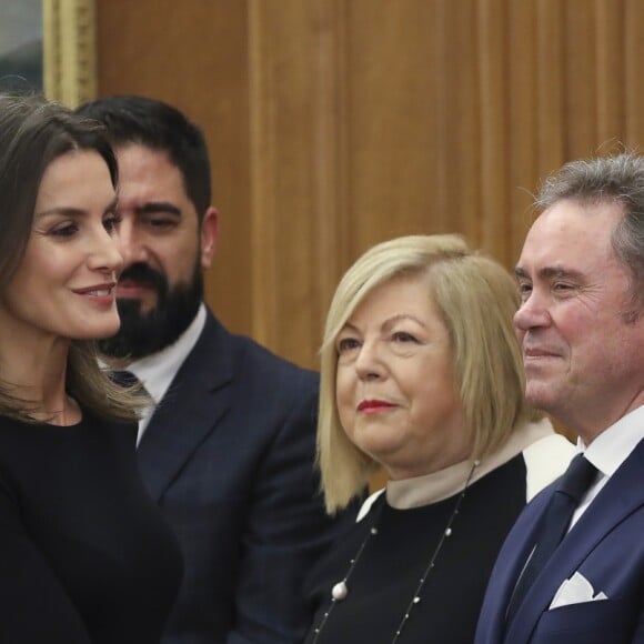 La reine Letizia d'Espagne en audience au palais de la Zarzuela à Madrid le 18 janvier 2019.