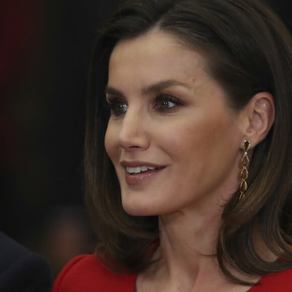 La reine Letizia d'Espagne lors de la cérémonie des Prix espagnols du sport au palais du Pardo le 10 janvier 2019 à Madrid.
