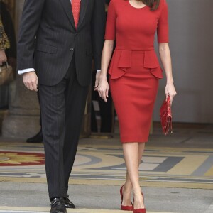 La reine Letizia d'Espagne lors de la cérémonie des Prix espagnols du sport au palais du Pardo le 10 janvier 2019 à Madrid.