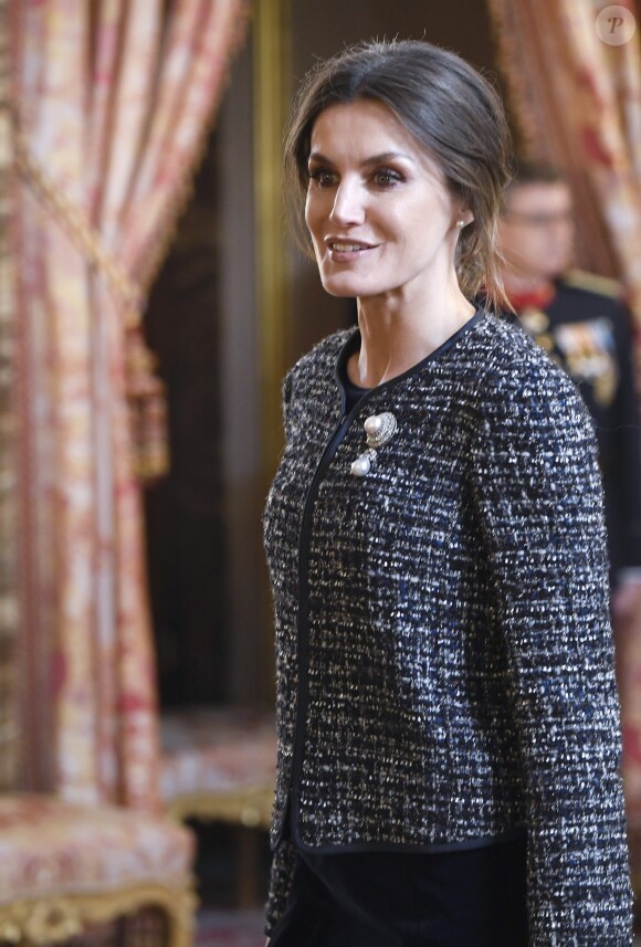 Letizia d'Espagne lors de la Pâque militaire au palais royal à Madrid le 6 janvier 2019.