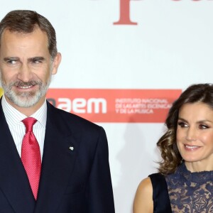 La reine Letizia d'Espagne lors du concert de commémoration du quarantième anniversaire de la constitution espagnole à Madrid le 5 décembre 2018.