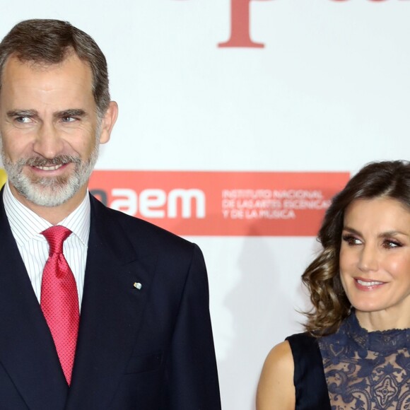 La reine Letizia d'Espagne lors du concert de commémoration du quarantième anniversaire de la constitution espagnole à Madrid le 5 décembre 2018.
