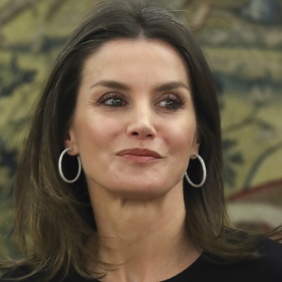 La reine Letizia d'Espagne en audience au palais de la Zarzuela à Madrid le 18 janvier 2019.