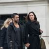 Exclusif - Marine Lorphelin, Miss France 2013, et son compagnon Christophe Malmezac se promènent dans les rues de Paris.