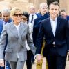 Le président de la République française Emmanuel Macron, son épouse la première dame Brigitte Macron, le ministre de la Culture Franck Riester et le ministre de l'Europe et des Affaires Etrangères Jean-Yves Le Drian visitent le temple au temple d'Abou Simbel – Le couple présidentiel entame sa vitie de trois jours en Egypte, le dimanche 27 janvier 2019 © Eliot Blondet/Pool/Bestimage