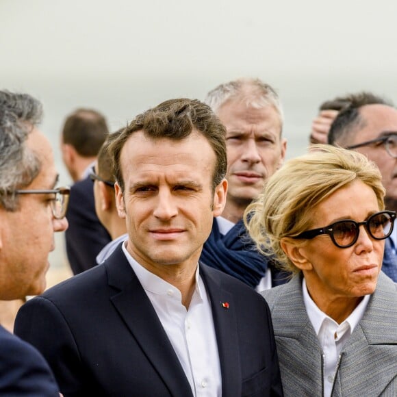 Le président de la République française Emmanuel Macron, son épouse la première dame Brigitte Macron, le ministre de la Culture Franck Riester et le ministre de l'Europe et des Affaires Etrangères Jean-Yves Le Drian visitent le temple au temple d'Abou Simbel – Le couple présidentiel entame sa vitie de trois jours en Egypte, le dimanche 27 janvier 2019 © Eliot Blondet/Pool/Bestimage