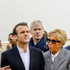 Le président de la République française Emmanuel Macron, son épouse la première dame Brigitte Macron, le ministre de la Culture Franck Riester et le ministre de l'Europe et des Affaires Etrangères Jean-Yves Le Drian visitent le temple au temple d'Abou Simbel – Le couple présidentiel entame sa vitie de trois jours en Egypte, le dimanche 27 janvier 2019 © Eliot Blondet/Pool/Bestimage