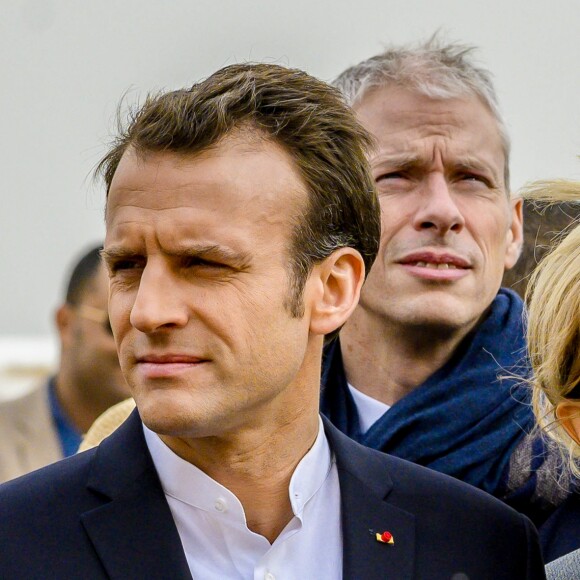 Le président de la République française Emmanuel Macron, son épouse la première dame Brigitte Macron, le ministre de la Culture Franck Riester et le ministre de l'Europe et des Affaires Etrangères Jean-Yves Le Drian visitent le temple au temple d'Abou Simbel – Le couple présidentiel entame sa vitie de trois jours en Egypte, le dimanche 27 janvier 2019 © Eliot Blondet/Pool/Bestimage