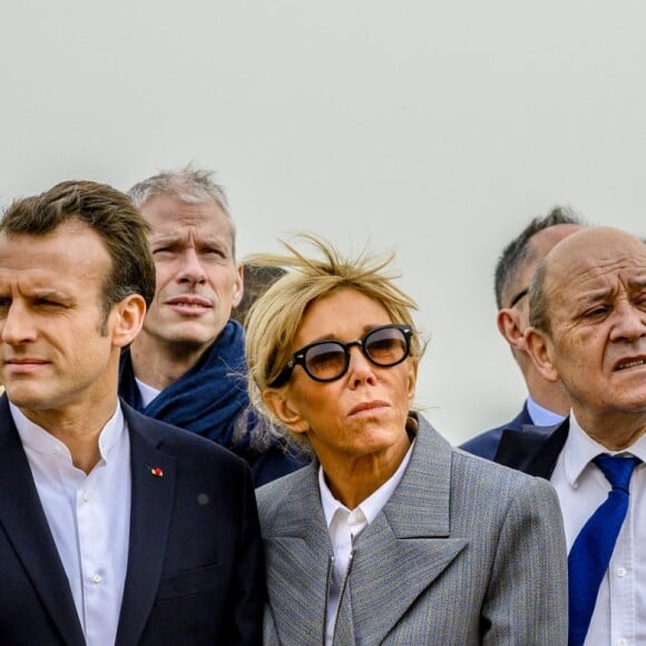 Le président de la République française Emmanuel Macron, son épouse la première dame Brigitte Macron, le ministre de la Culture Franck Riester et le ministre de l'Europe et des Affaires Etrangères Jean-Yves Le Drian visitent le temple au temple d'Abou Simbel – Le couple présidentiel entame sa vitie de trois jours en Egypte, le dimanche 27 janvier 2019 © Eliot Blondet/Pool/Bestimage