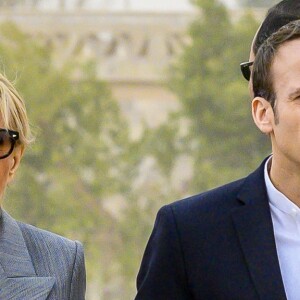 Le président de la République française Emmanuel Macron, son épouse la première dame Brigitte Macron, le ministre de la Culture Franck Riester et le ministre de l'Europe et des Affaires Etrangères Jean-Yves Le Drian visitent le temple au temple d'Abou Simbel – Le couple présidentiel entame sa vitie de trois jours en Egypte, le dimanche 27 janvier 2019 © Eliot Blondet/Pool/Bestimage