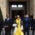 Céline Dion quitte l'hôtel de Crillon pour se rendre à l'hôtel Plaza Athénée à Paris le 29 janvier 2019